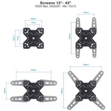 TooQ Soporte de Pared para Pantallas 13-43 Pulgadas Negro LP1344TN-B TooQ Soporte de Pared para Pantallas 13-43 Pulgadas Negro LP1344TN-B